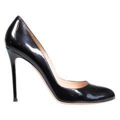 Gianvito Rossi Black Patent Almond Toe Pumps Size IT 40