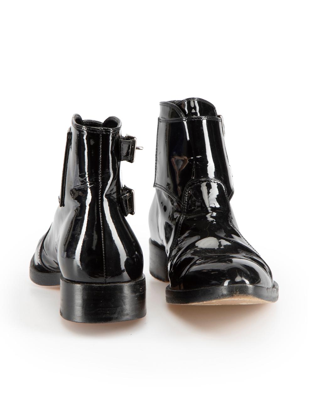Gianvito Rossi Black Patent Buckle Ankle Boots Size IT 36 In Excellent Condition In London, GB