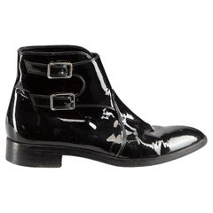 Gianvito Rossi Black Patent Buckle Ankle Boots Size IT 36
