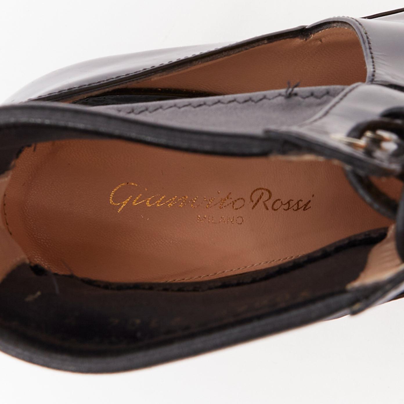 GIANVITO ROSSI botines con tacón de encaje y corsé de charol negro EU37.5 en venta 5