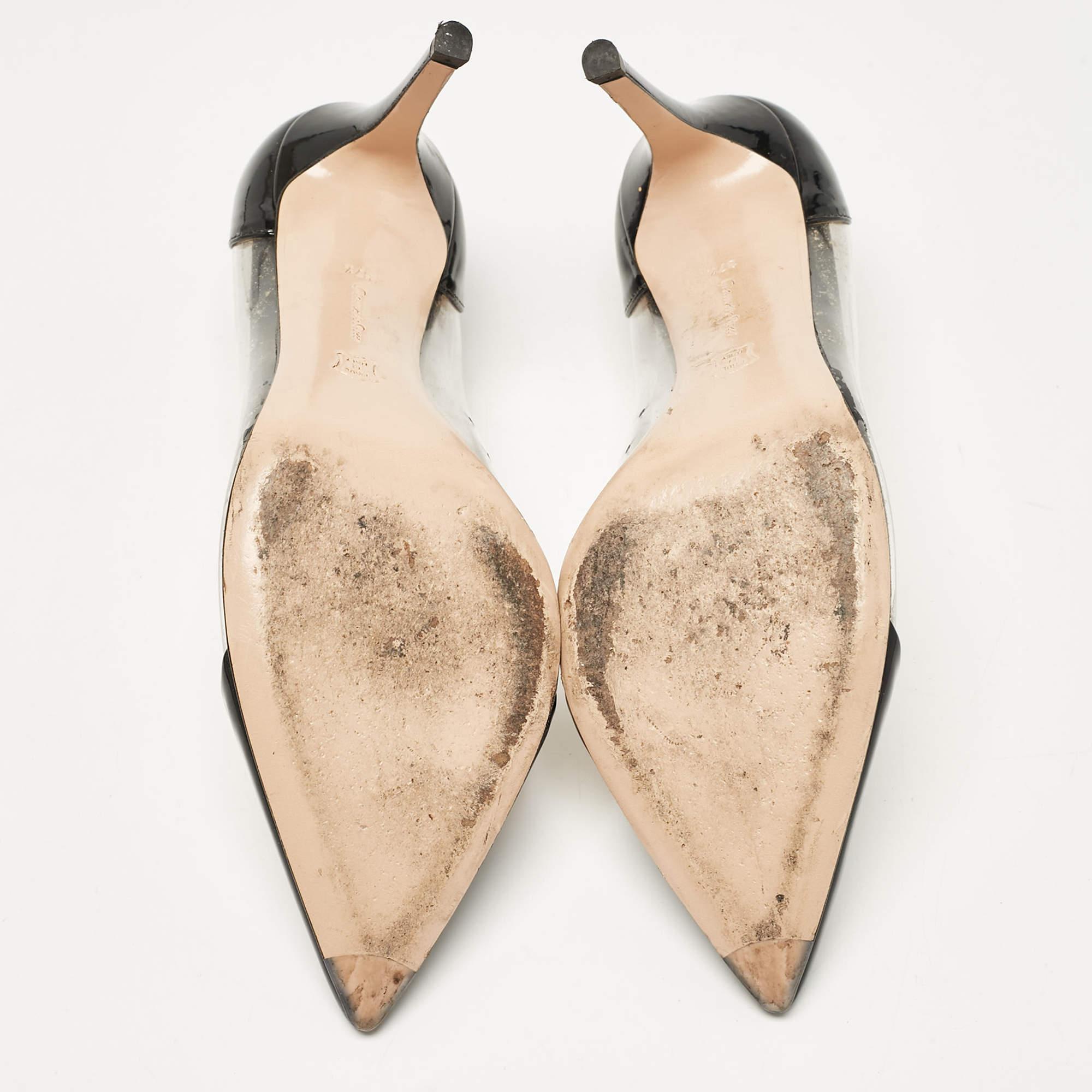 Gianvito Rossi Black Patent Leather and PVC Plexi Pumps 37.5 1