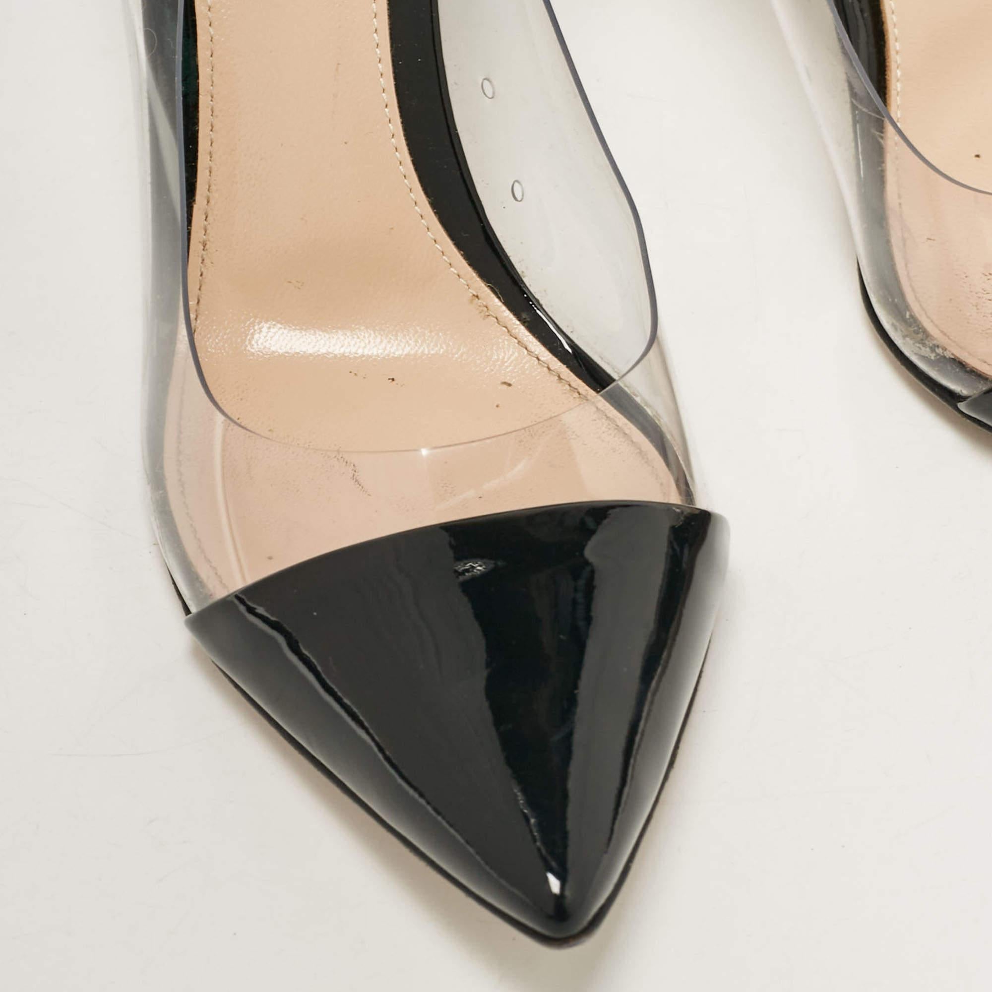 Gianvito Rossi Black Patent Leather and PVC Plexi Pumps 37.5 3