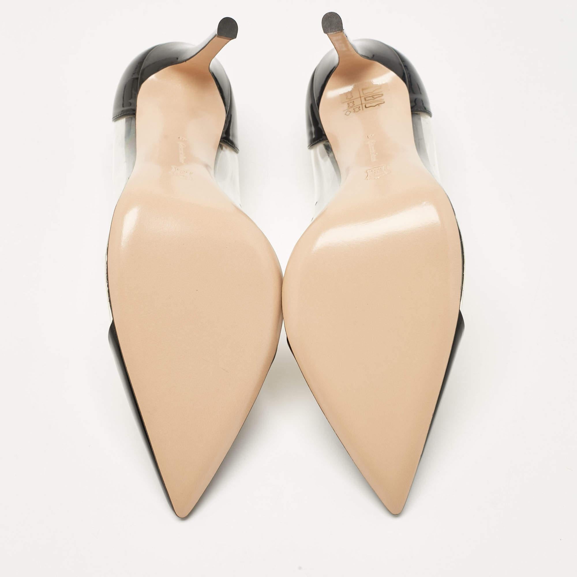 Gianvito Rossi Black Patent Leather and PVC Plexi Pumps Size 41 For Sale 1