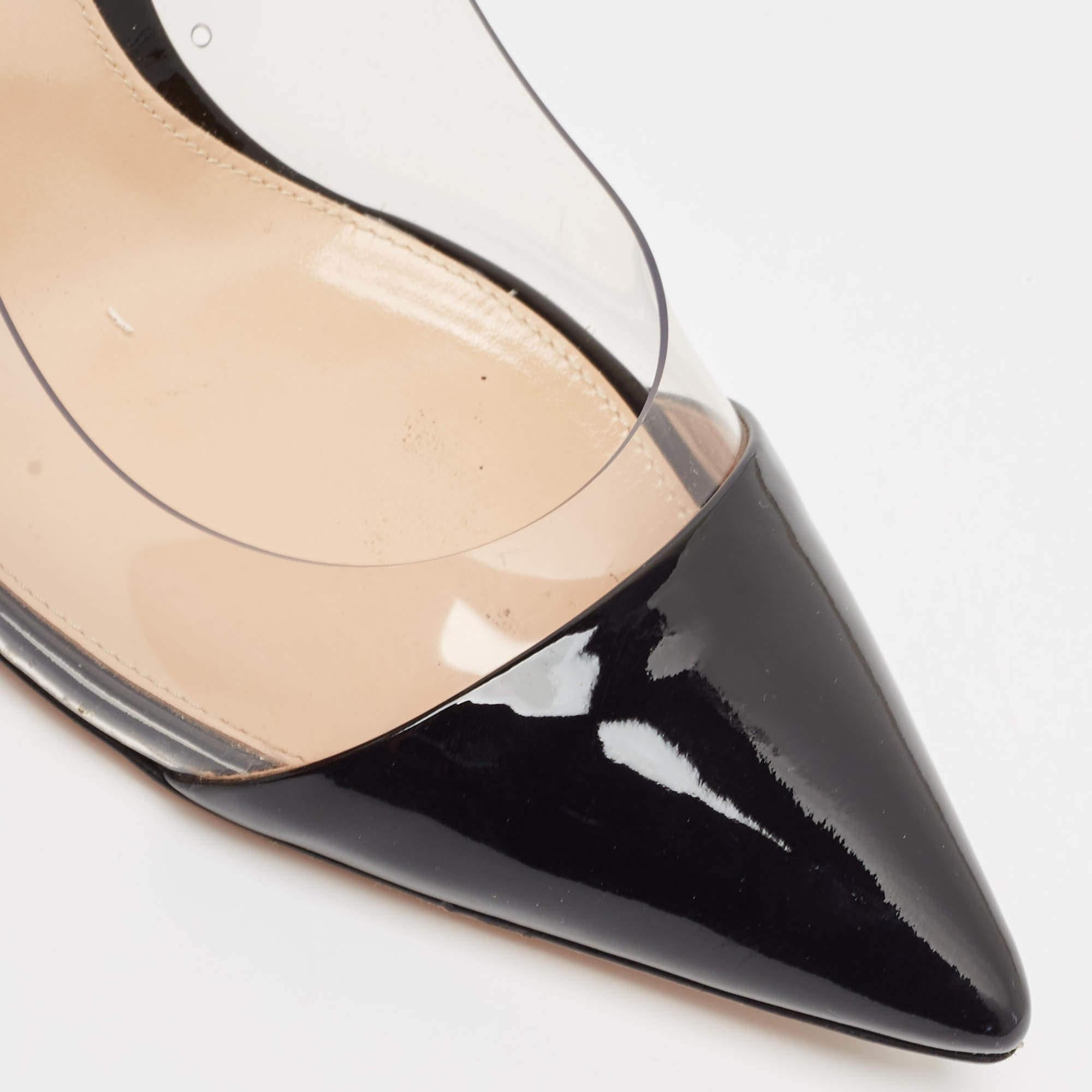 Gianvito Rossi Black Patent Leather and PVC Plexi Pumps Size 41 2