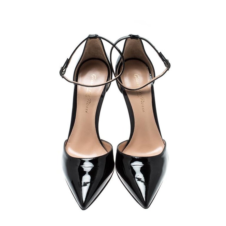 Gianvito Rossi Black Patent Leather Ankle Strap D'orsay Pumps Size 35 ...