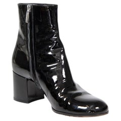 Gianvito Rossi Black Patent Leather Heeled Boots Size IT 37