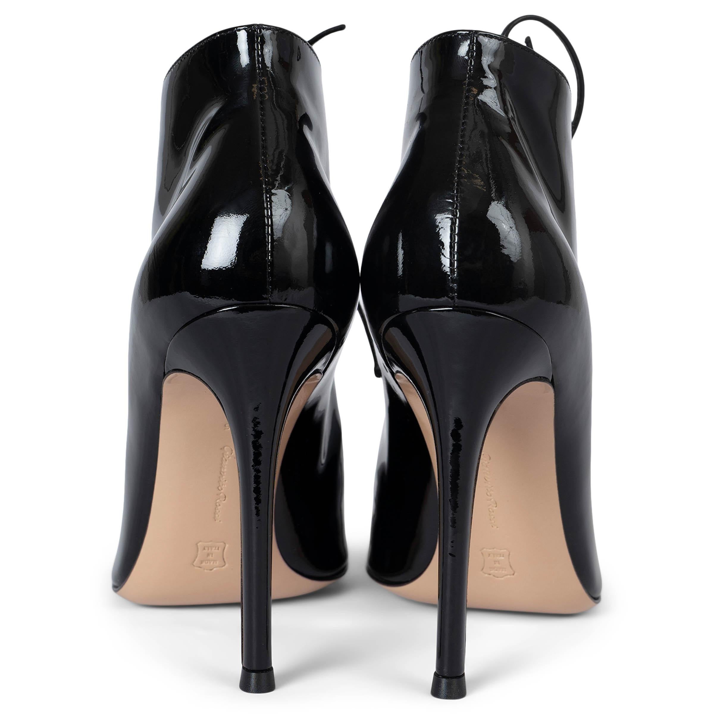 GIANVITO ROSSI nero vernice LACE-UP Stivaletti Scarpe 36 In condizioni ottime in vendita a Zürich, CH