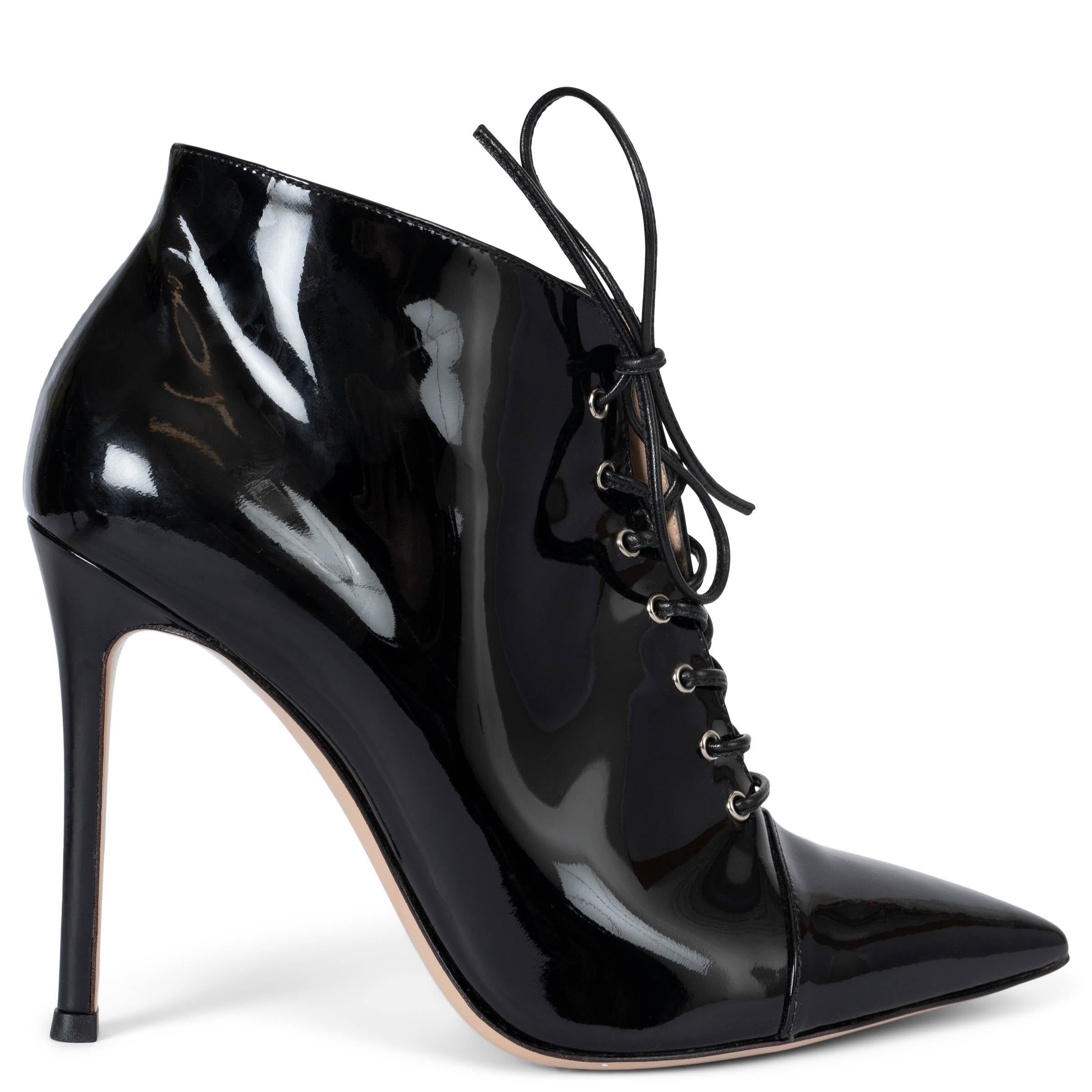 GIANVITO ROSSI nero vernice LACE-UP Stivaletti Scarpe 36 in vendita
