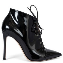 GIANVITO ROSSI nero vernice LACE-UP Stivaletti Scarpe 36