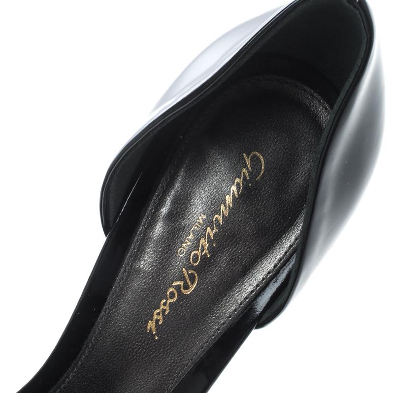 Gianvito Rossi Black Patent Leather Peep Toe D'orsay Pumps Size 39 2