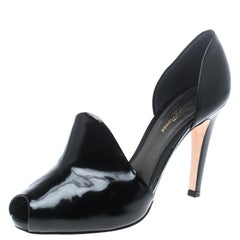 Gianvito Rossi Black Patent Leather Peep Toe D'orsay Pumps Size 39