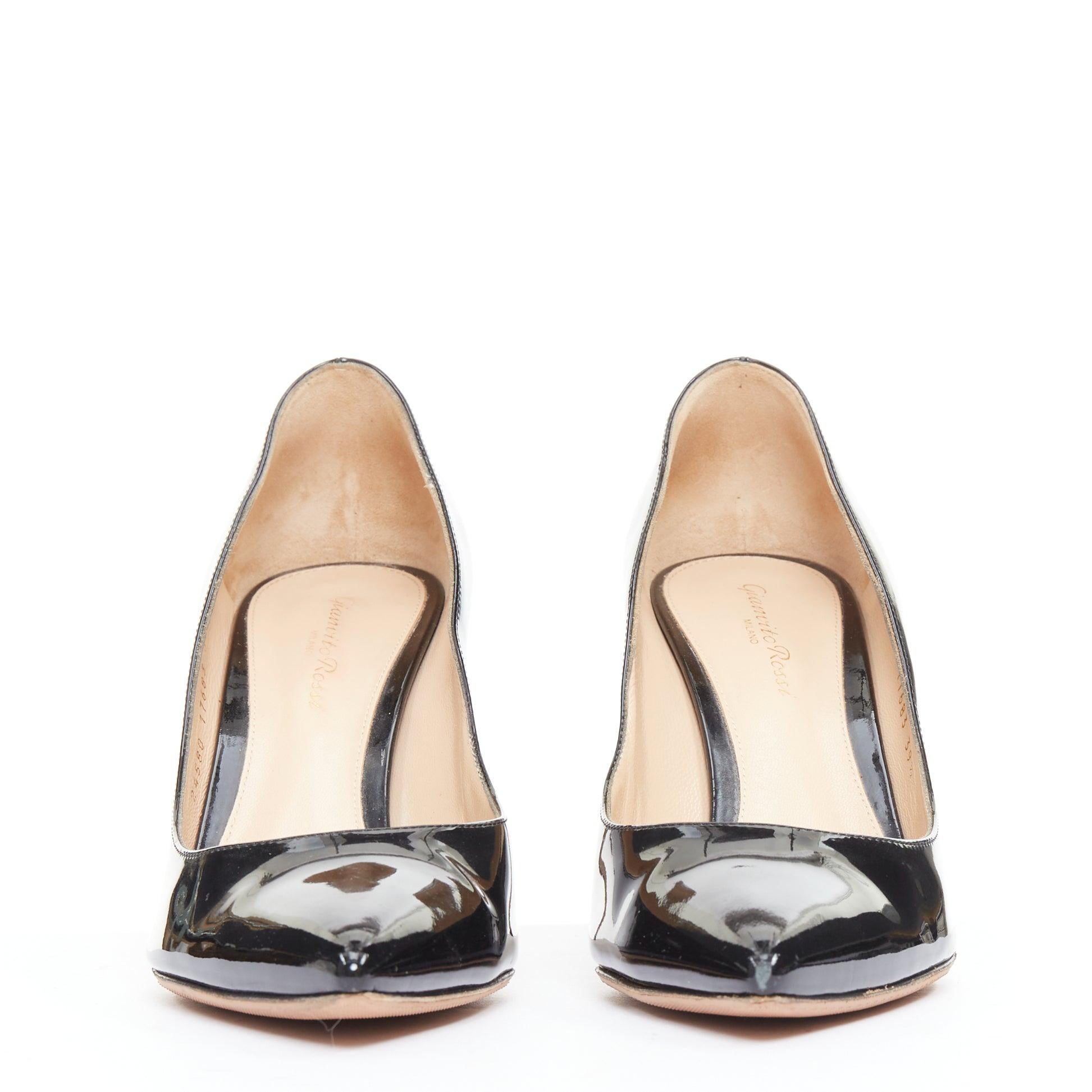 GIANVITO ROSSI zapatos de tacón de aguja de charol negro EU39.5 Negro en venta