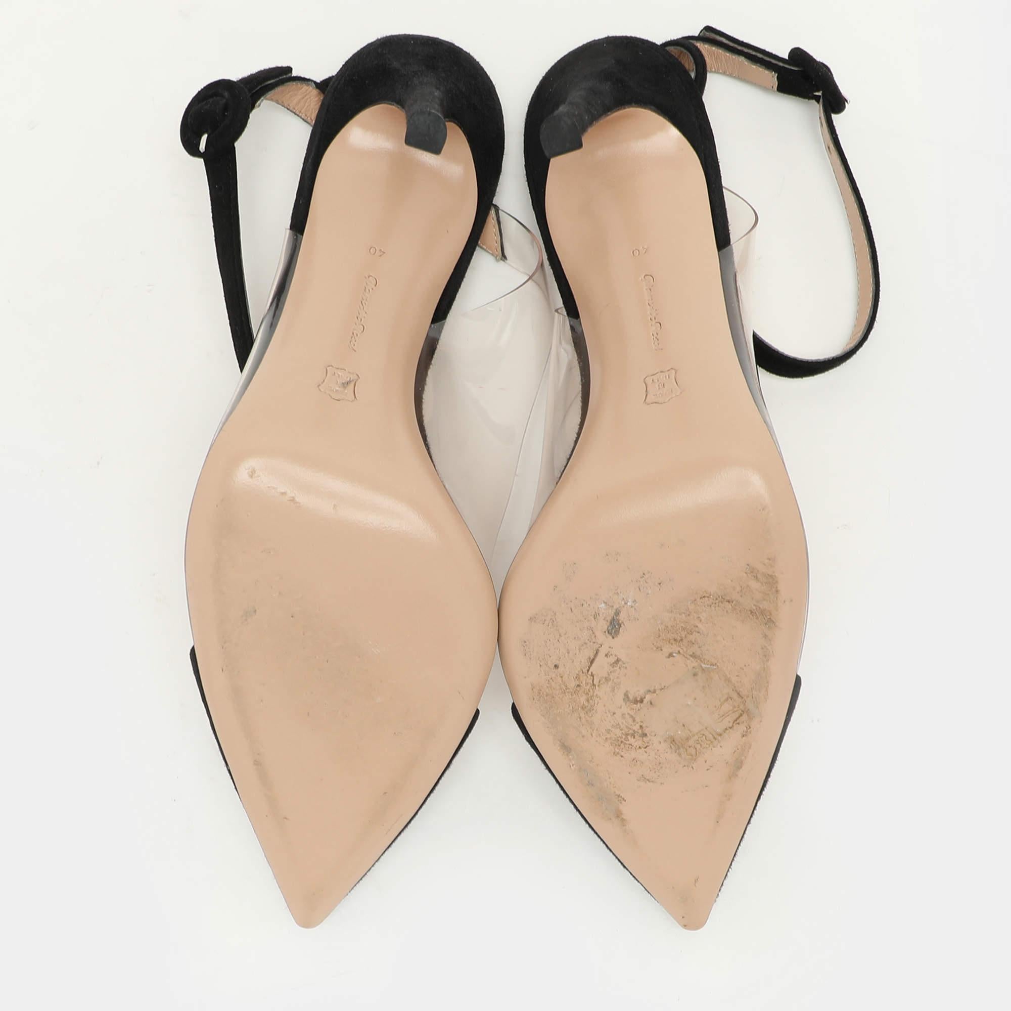 Gianvito Rossi - Escarpins à bride cheville en PVC et daim noir Taille 40 en vente 1