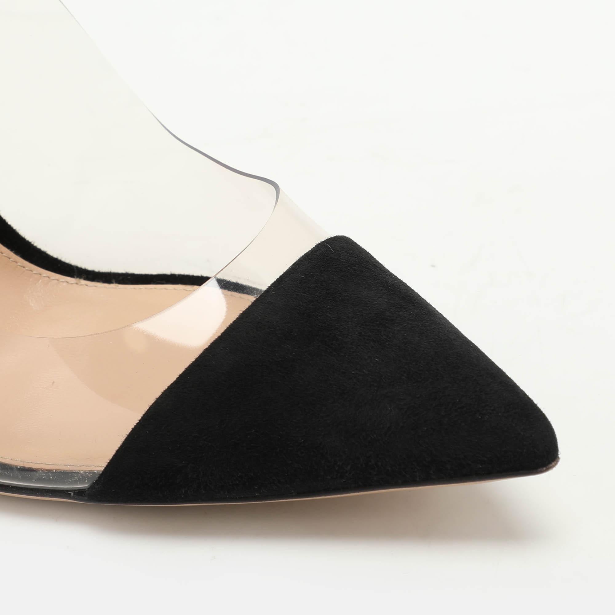 Gianvito Rossi - Escarpins à bride cheville en PVC et daim noir Taille 40 en vente 2
