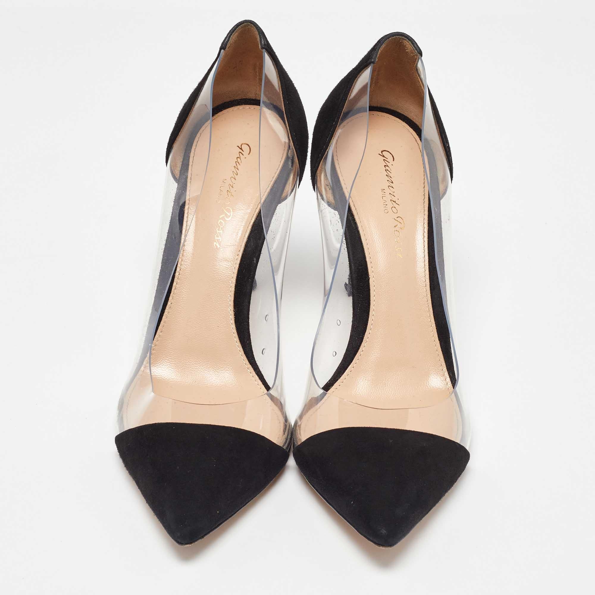Noir Gianvito Rossi Escarpins à bouts pointus en PVC et daim noir Taille 37.5 en vente