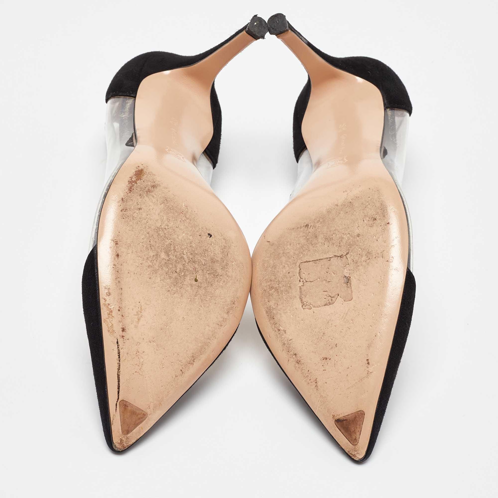 Gianvito Rossi Escarpins à bouts pointus en PVC et daim noir Taille 37.5 en vente 1