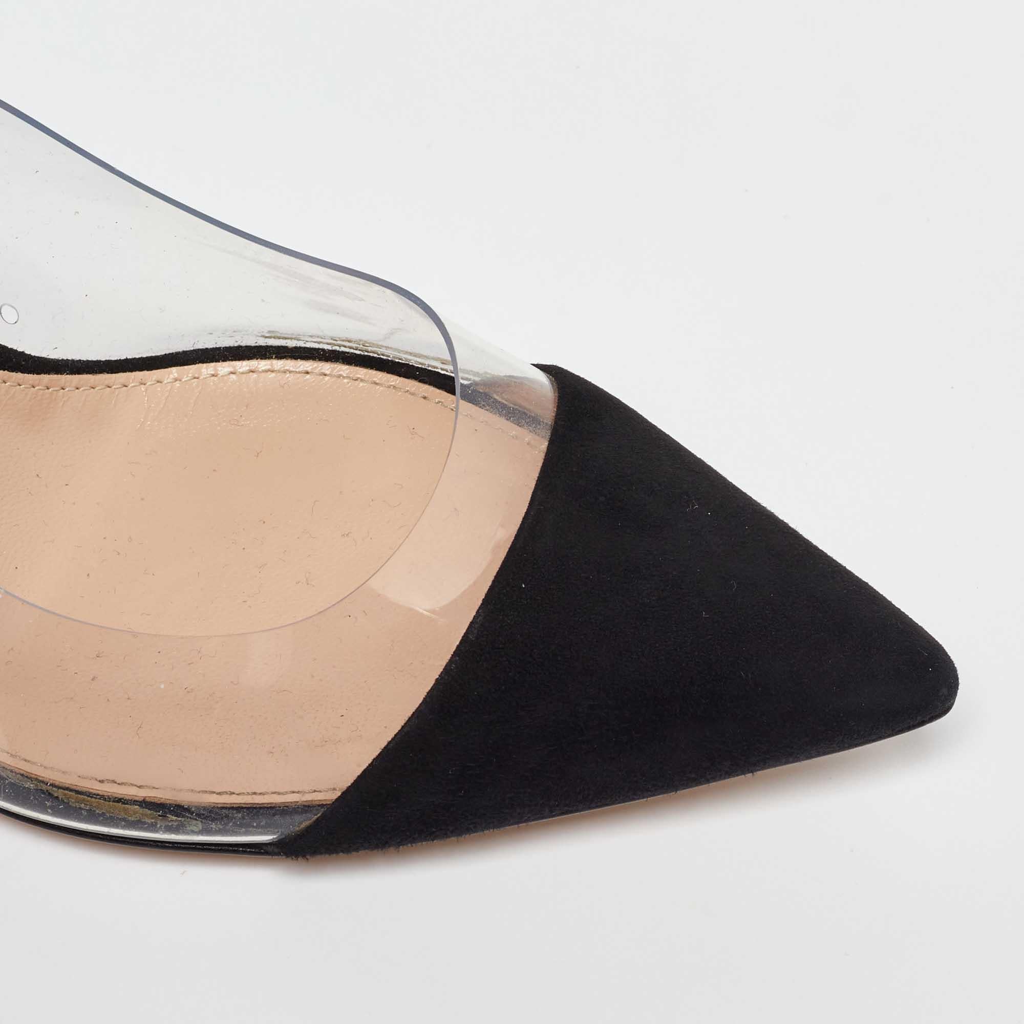 Gianvito Rossi Escarpins à bouts pointus en PVC et daim noir Taille 37.5 en vente 2