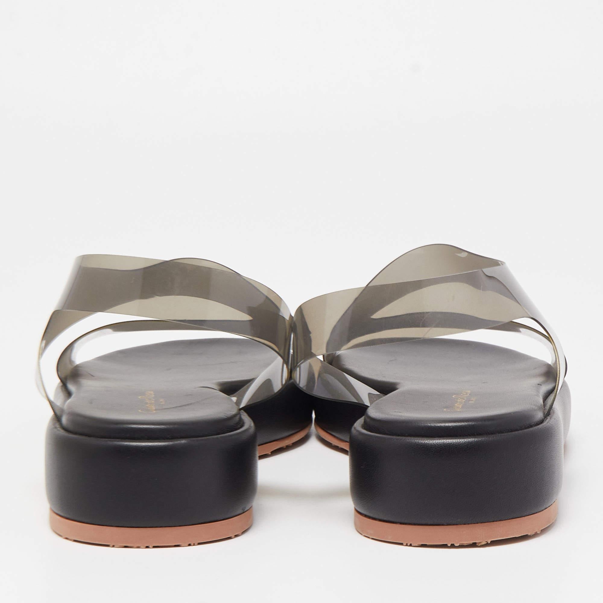 Gianvito Rossi Black PVC Metropolis Sandals Size 36 In Excellent Condition In Dubai, Al Qouz 2