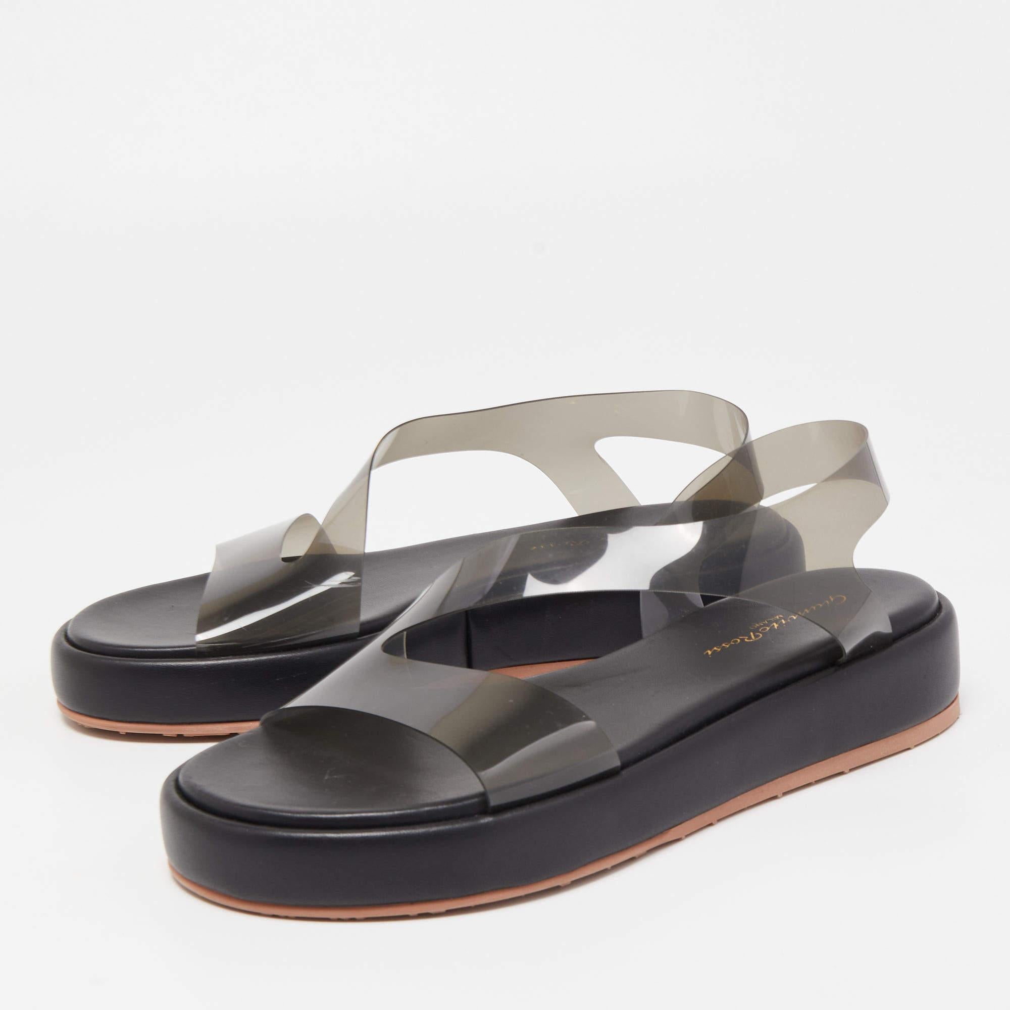 Gianvito Rossi Black PVC Metropolis Sandals Size 36 3