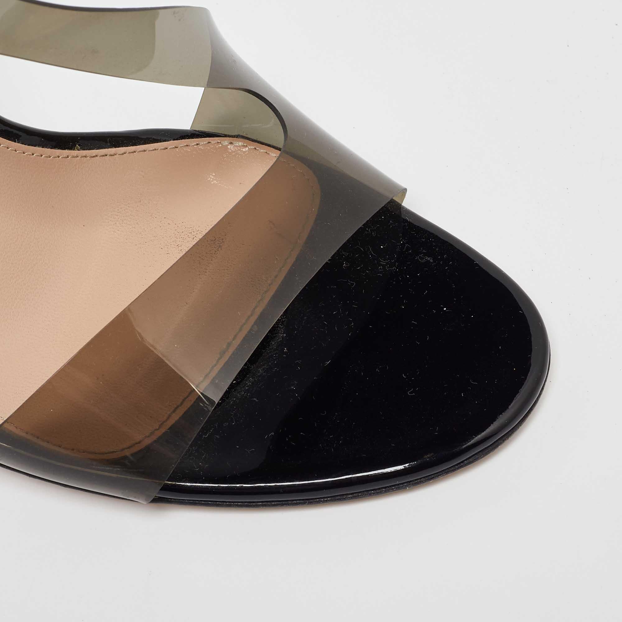 Gianvito Rossi Black PVC Metropolis Slingback Sandals Size 40 For Sale 2