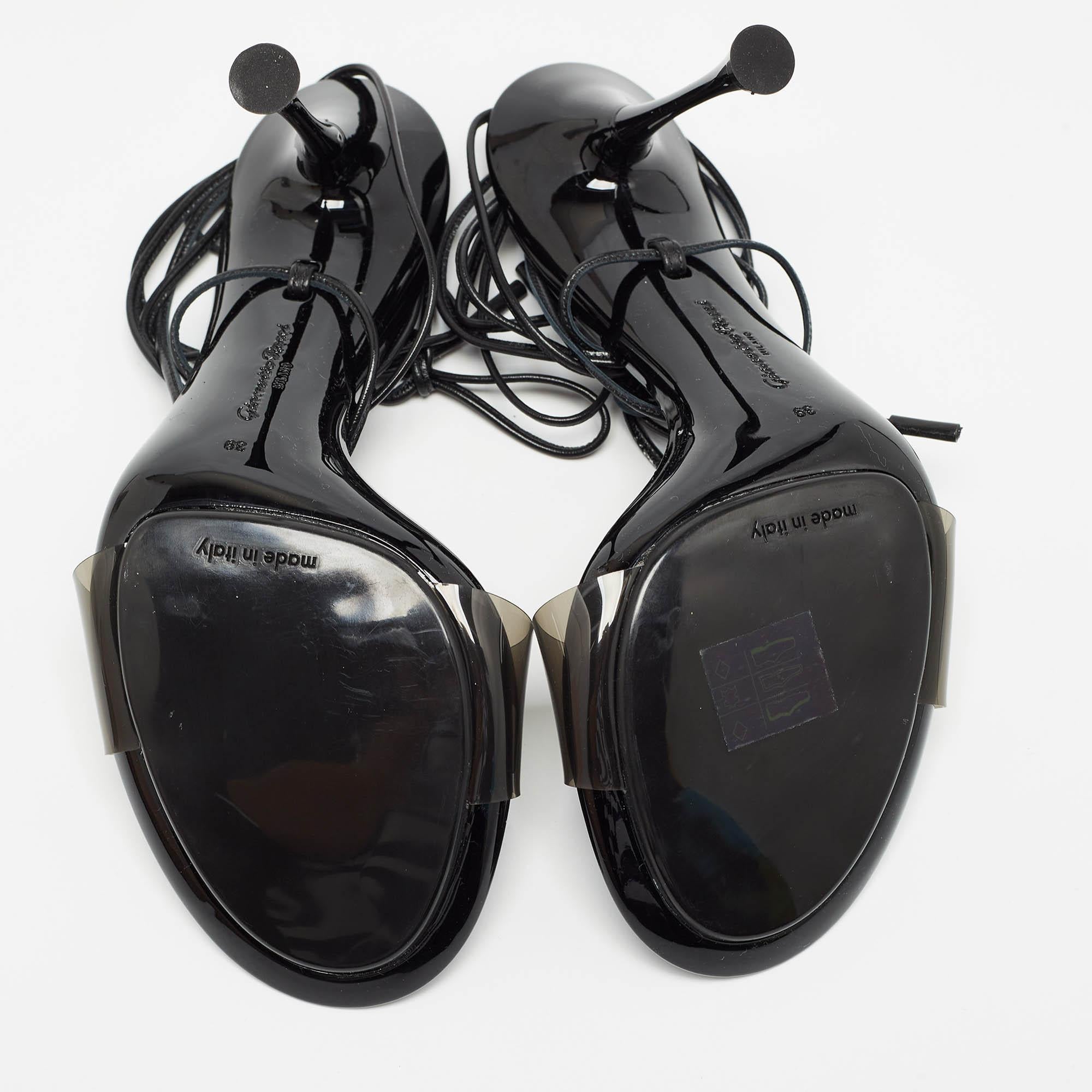 Gianvito Rossi Black PVC Spice Sandals Size 39 For Sale 1