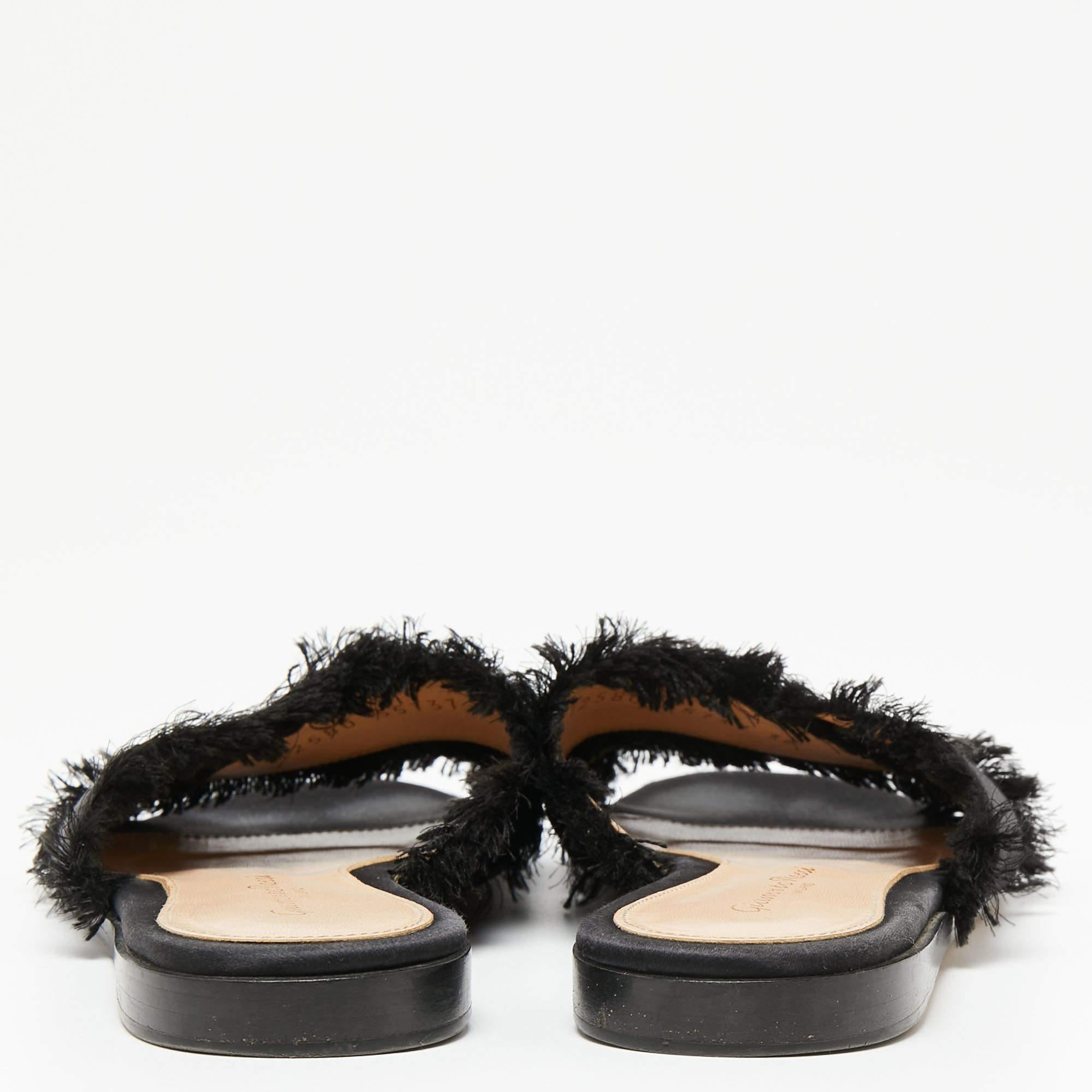 Gianvito Rossi Black Satin Barth Flat Slides Size 36 1