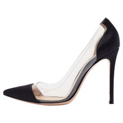 Gianvito Rossi Black Satin Plexi Pumps Size 37