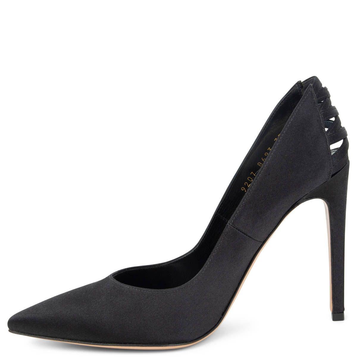 Black GIANVITO ROSSI black SATIN Pointed Toe Pumps Shoes 37 For Sale
