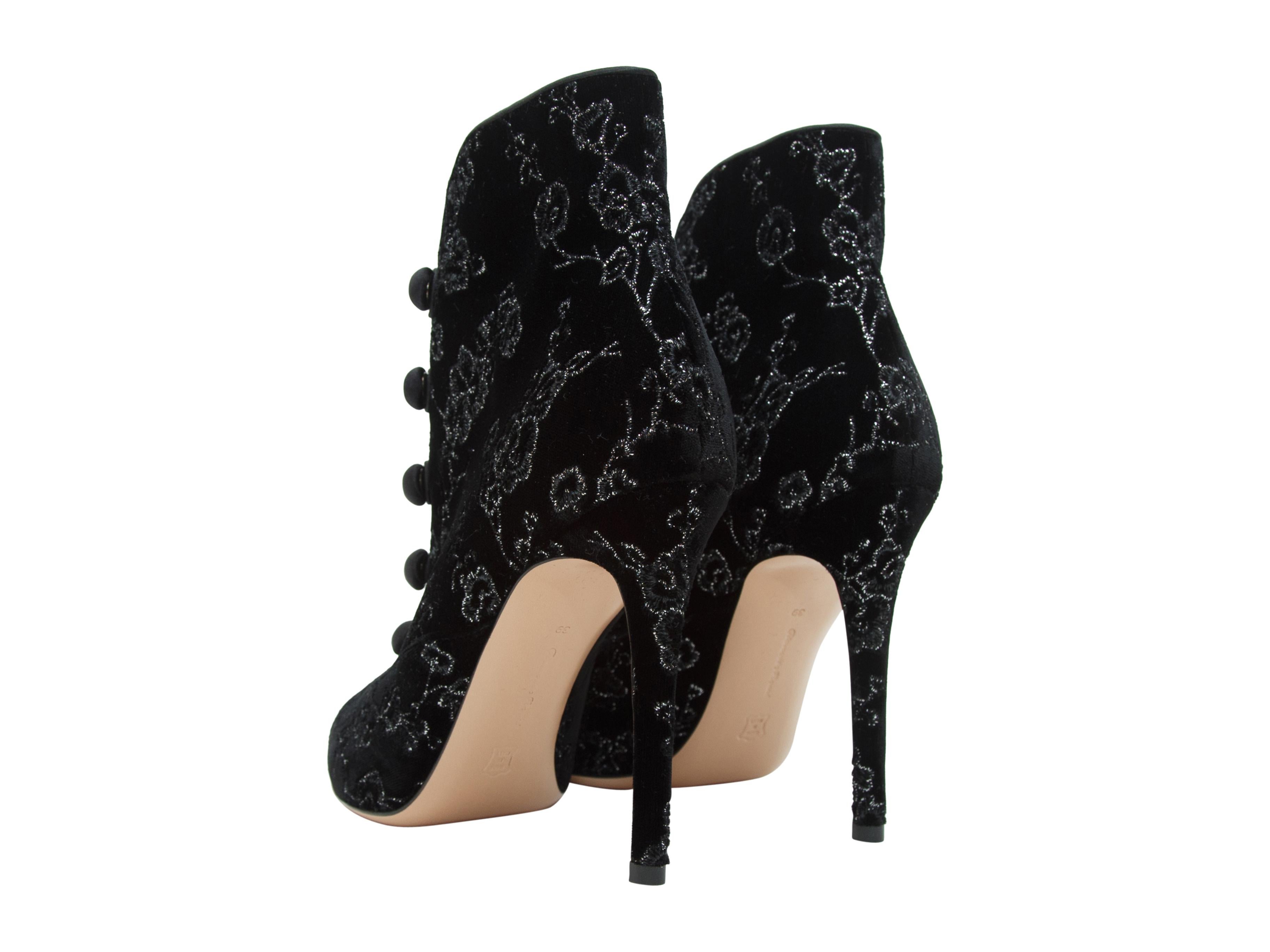 Women's Gianvito Rossi Black & Silver Floral Suede Ankle Boots