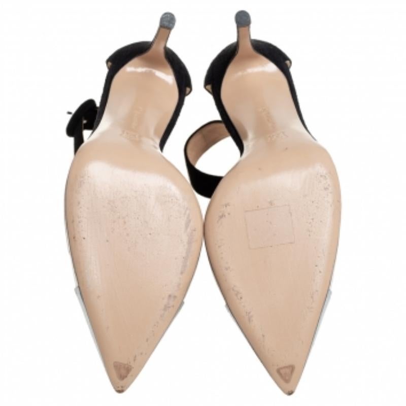 Gianvito Rossi Black/Silver Suede And PVC Ankle Strap Sandals Size 39 For Sale 2