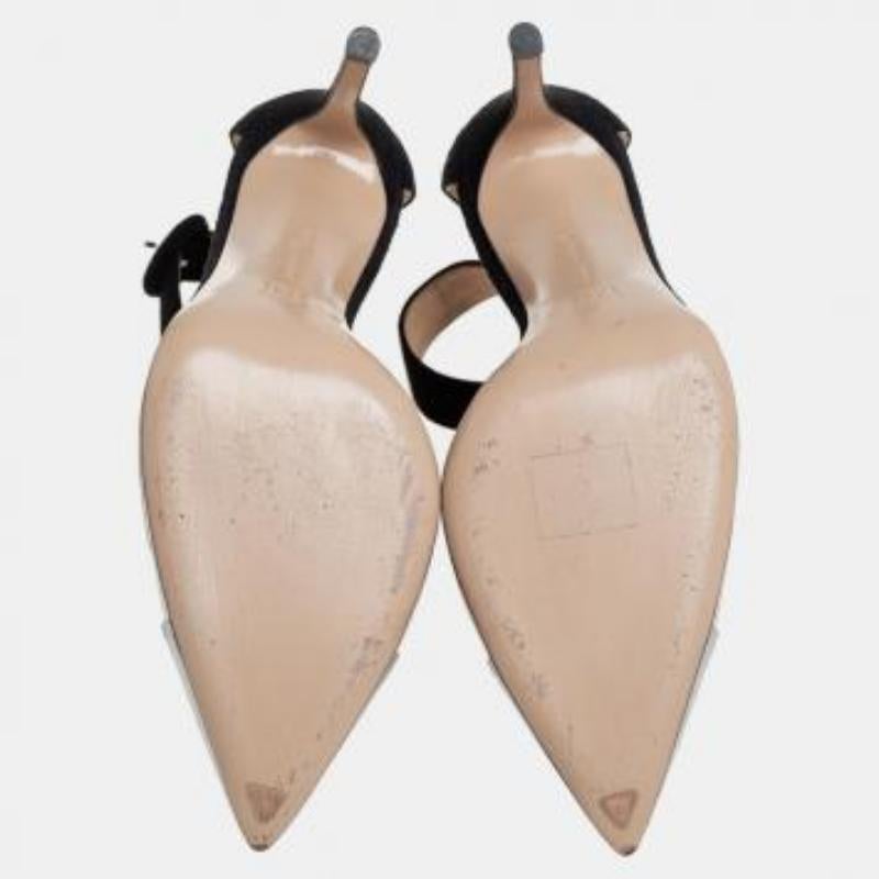 Gianvito Rossi Black/Silver Suede And PVC Ankle Strap Sandals Size 39 For Sale 3