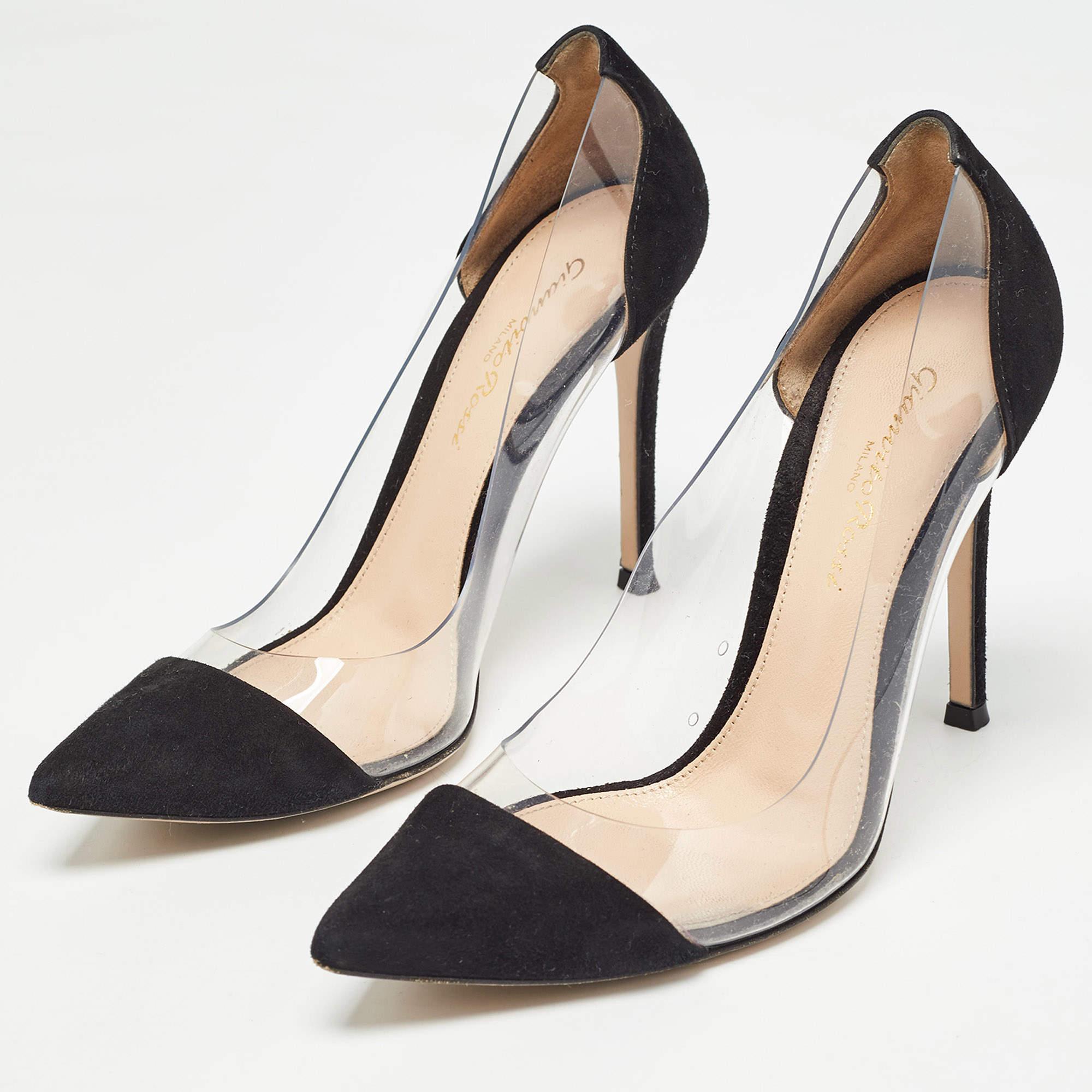 Make a chic style statement with these designer pumps. They showcase sturdy heels and durable soles perfect for your fashionable outings
