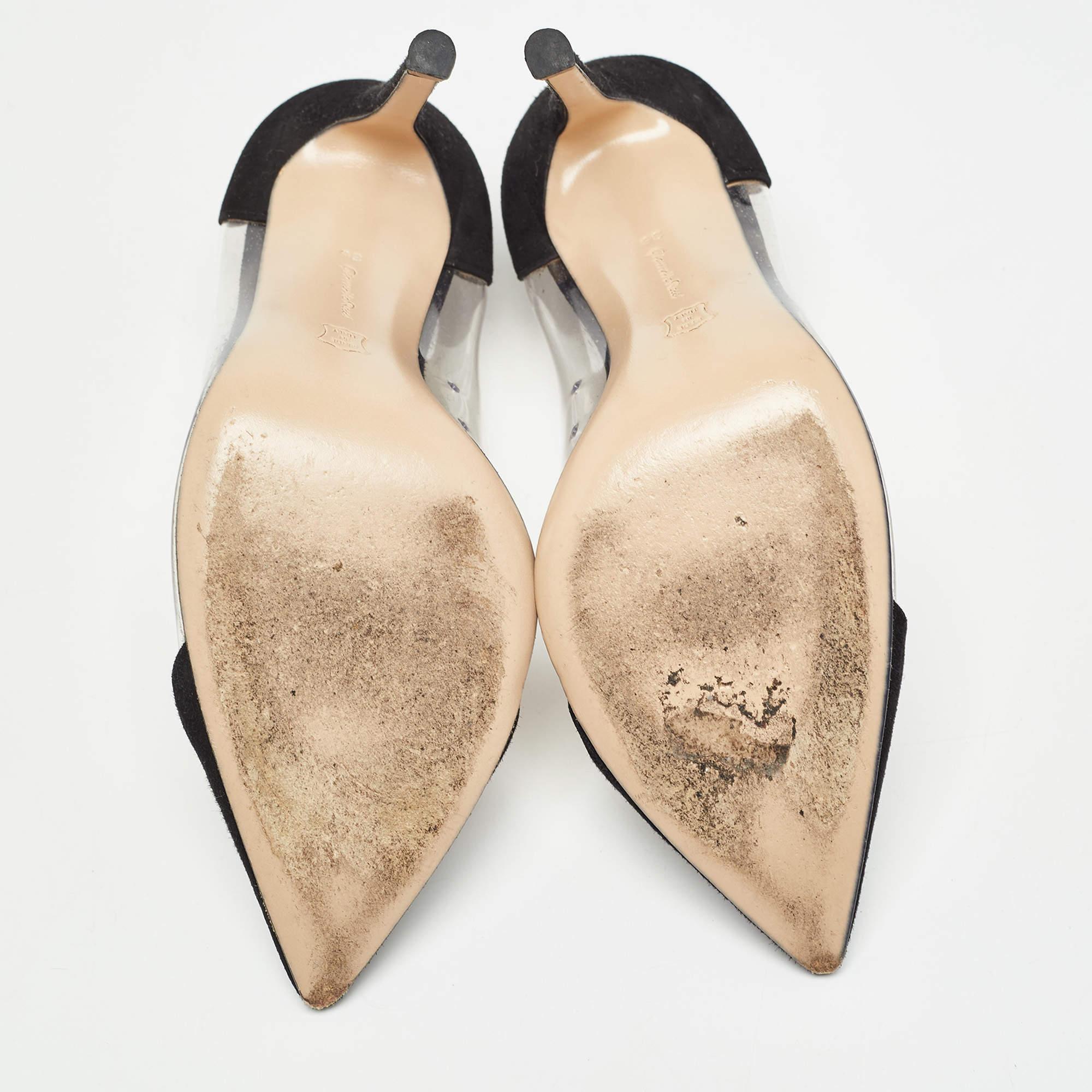 Gianvito Rossi Black Suede and PVC Plexi Pumps Size 36 1