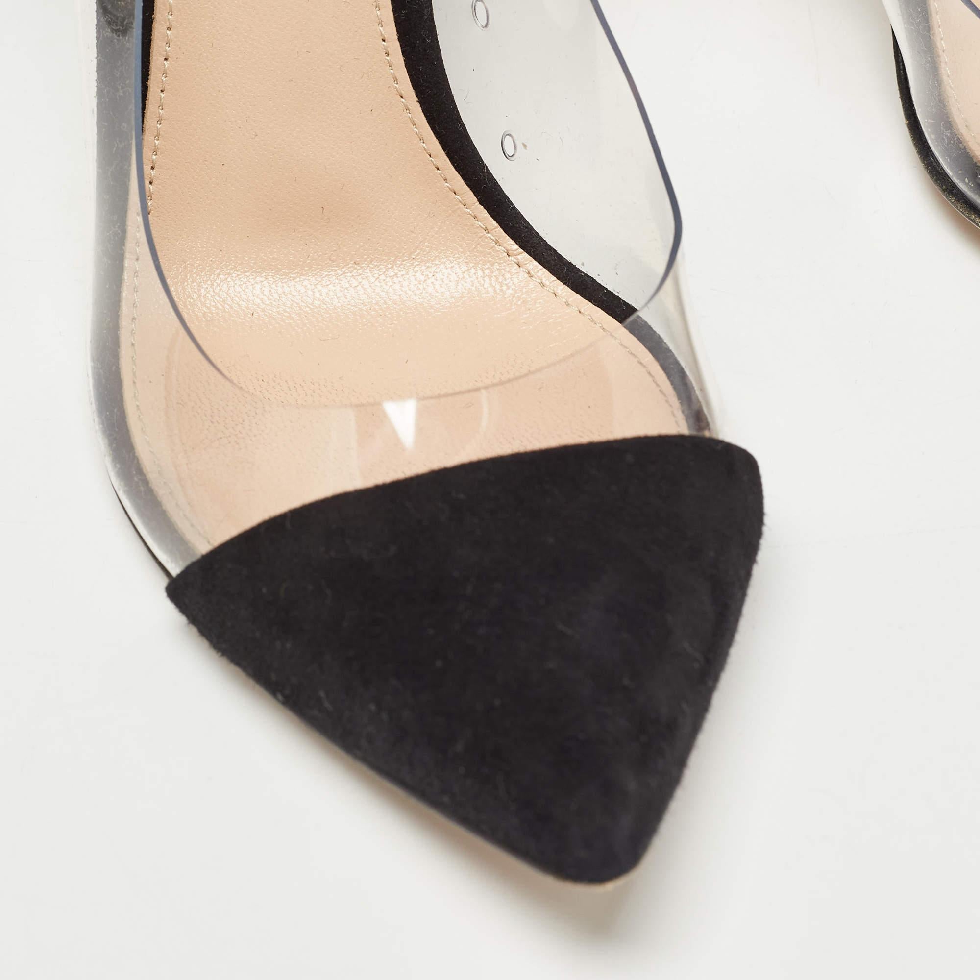 Gianvito Rossi Black Suede and PVC Plexi Pumps Size 36 2