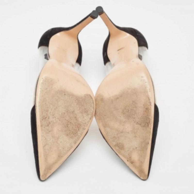 Gianvito Rossi - Escarpins en daim noir et plexiglas en PVC, taille 38 Pour femmes en vente