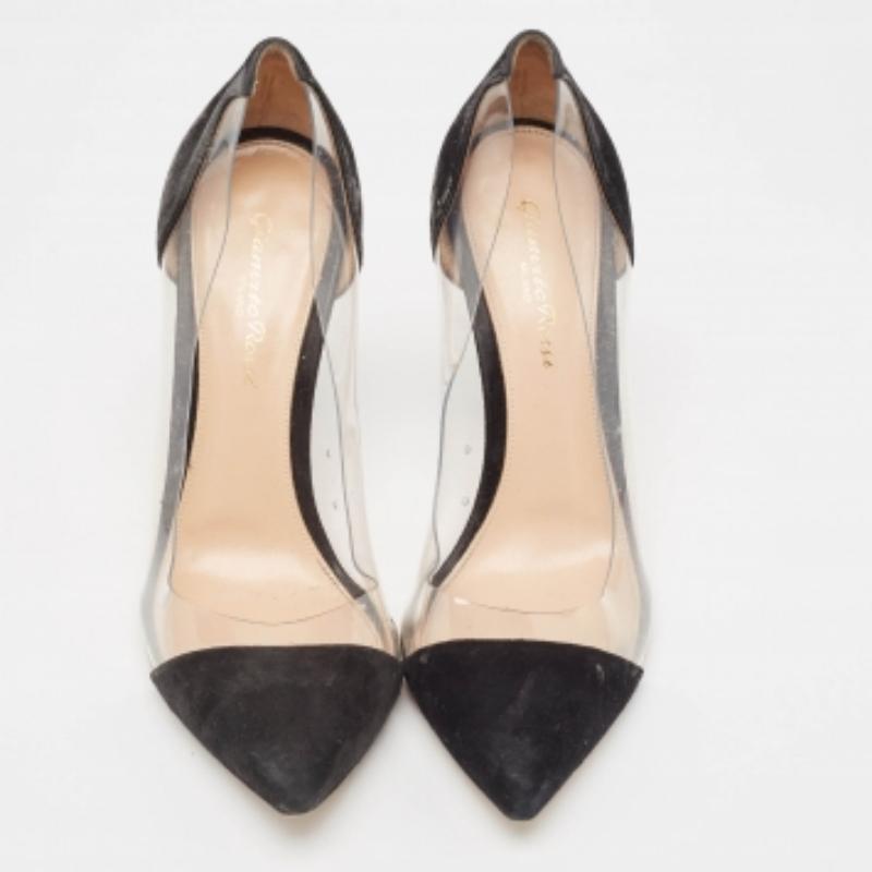 Gianvito Rossi - Escarpins en daim noir et plexiglas en PVC, taille 38 en vente 1