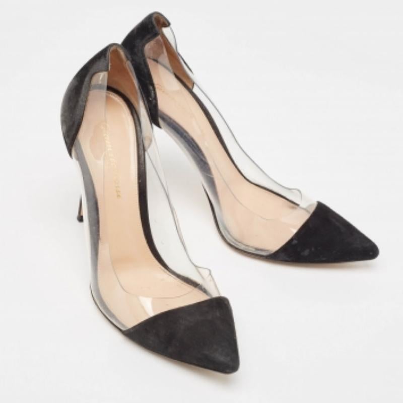 Gianvito Rossi - Escarpins en daim noir et plexiglas en PVC, taille 38 en vente 2