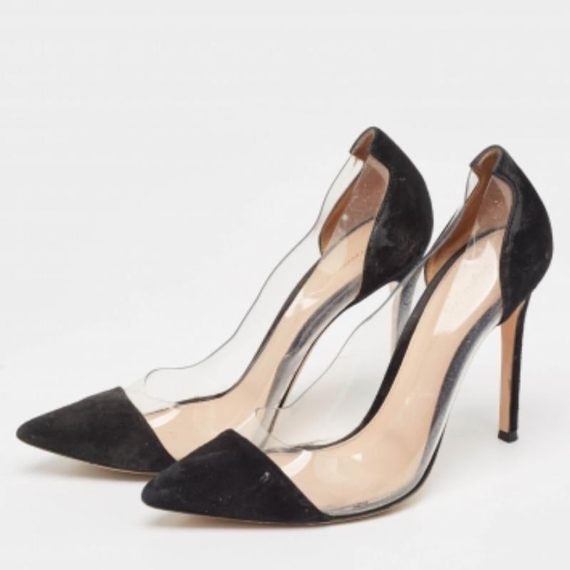 Gianvito Rossi - Escarpins en daim noir et plexiglas en PVC, taille 38 en vente 3