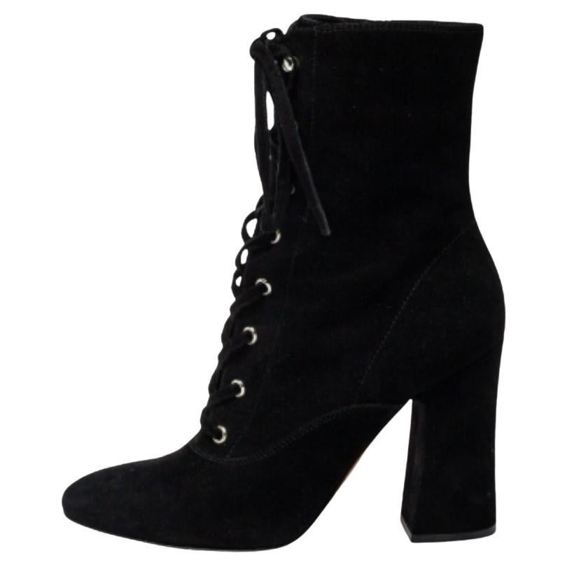 Gianvito Rossi Black Suede Ankle Boots Size 39 For Sale