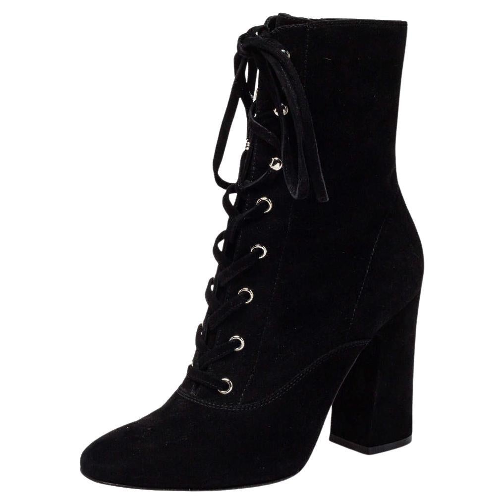 Gianvito Rossi Black Suede Ankle Boots Size 39 For Sale