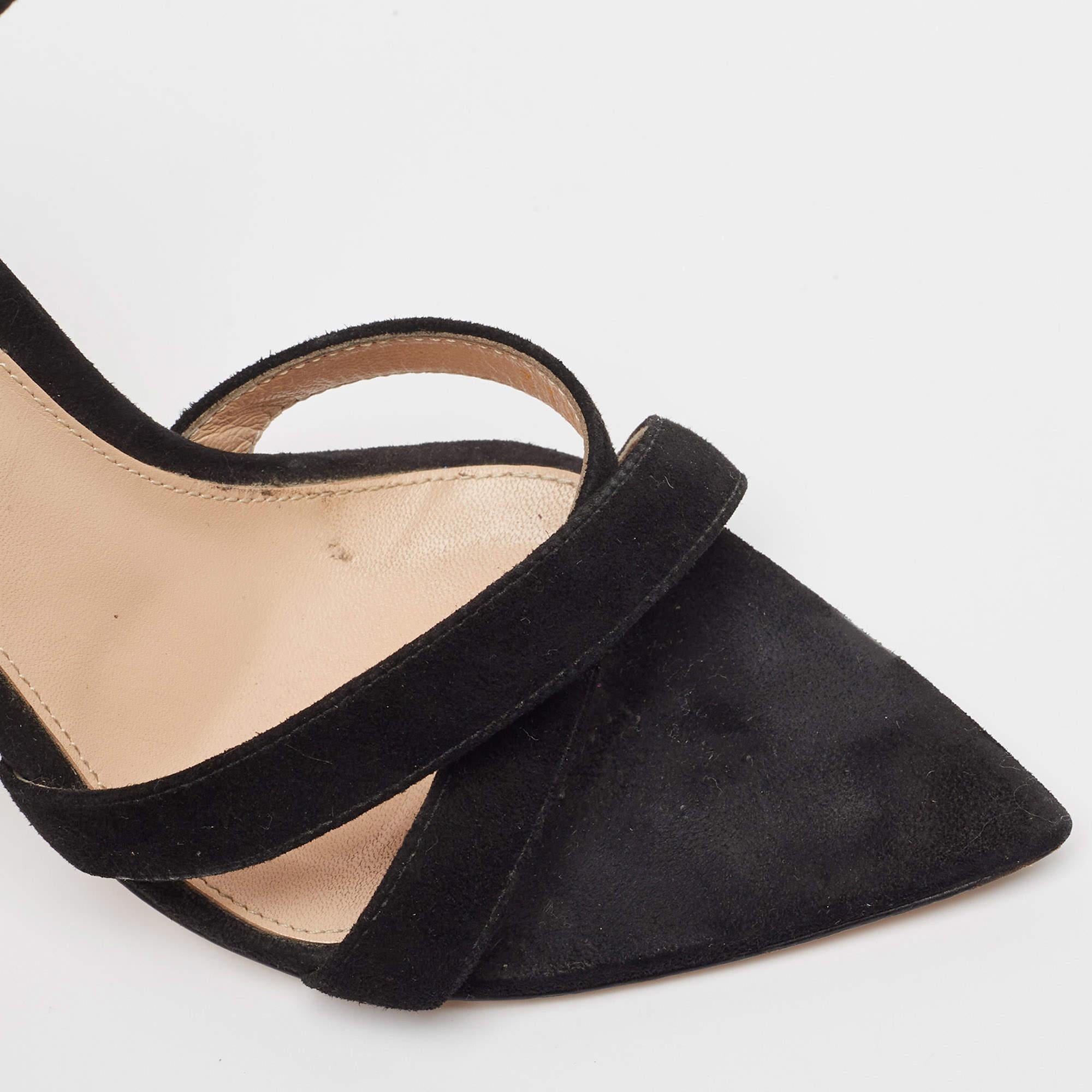 Gianvito Rossi Sandales à lanières en daim noir Taille 37 en vente 2
