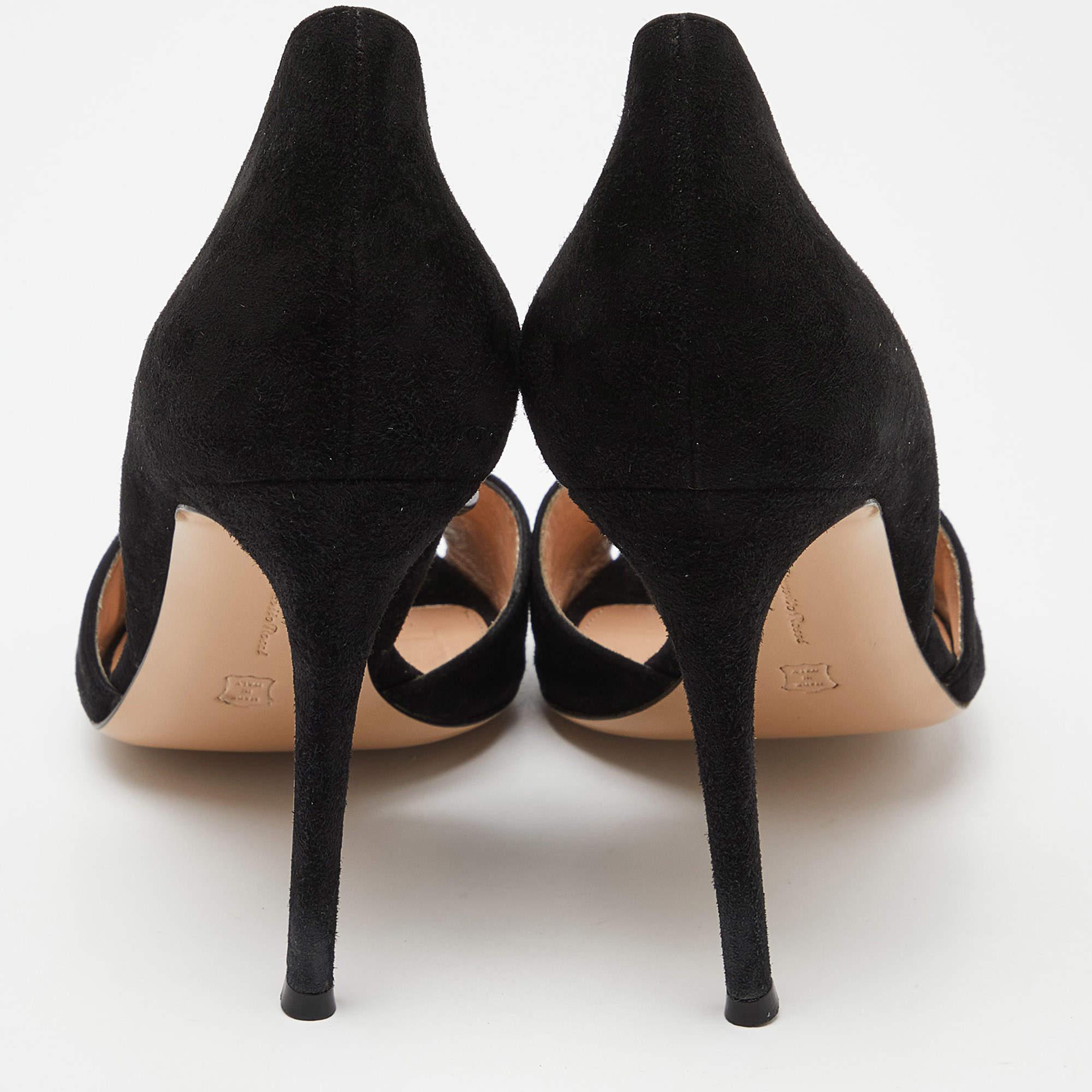 Gianvito Rossi Sandales en daim noir à nouer à la cheville Taille 40 Pour femmes en vente