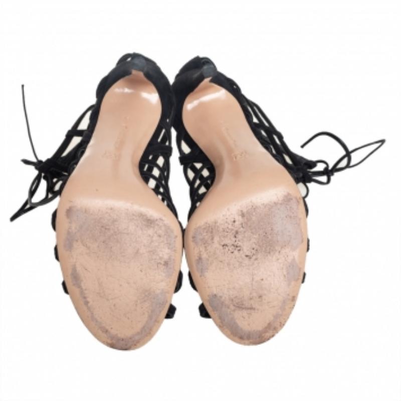 Gianvito Rossi Black Suede Caged Lace Up Sandals Size 39 For Sale 3