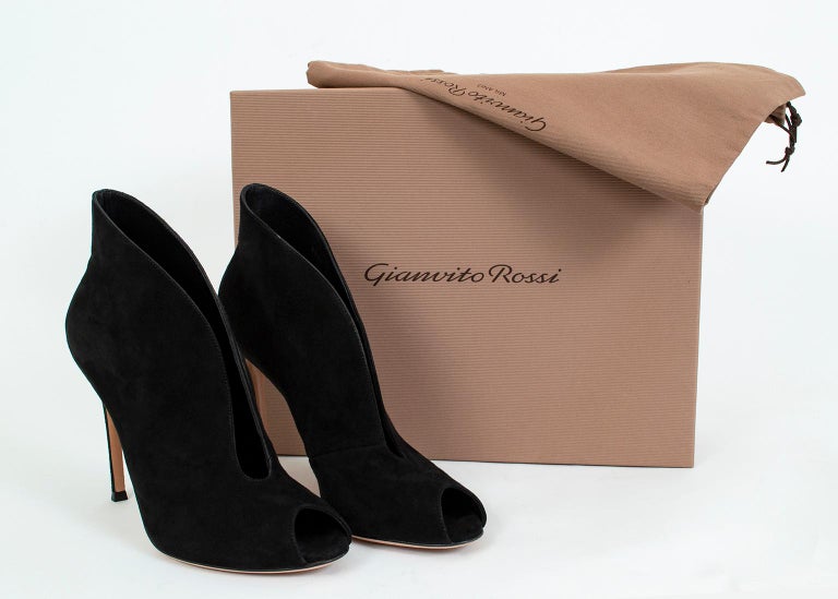 Gianvito Rossi Black Suede Décolleté Peep Toe Stiletto  display picture 1