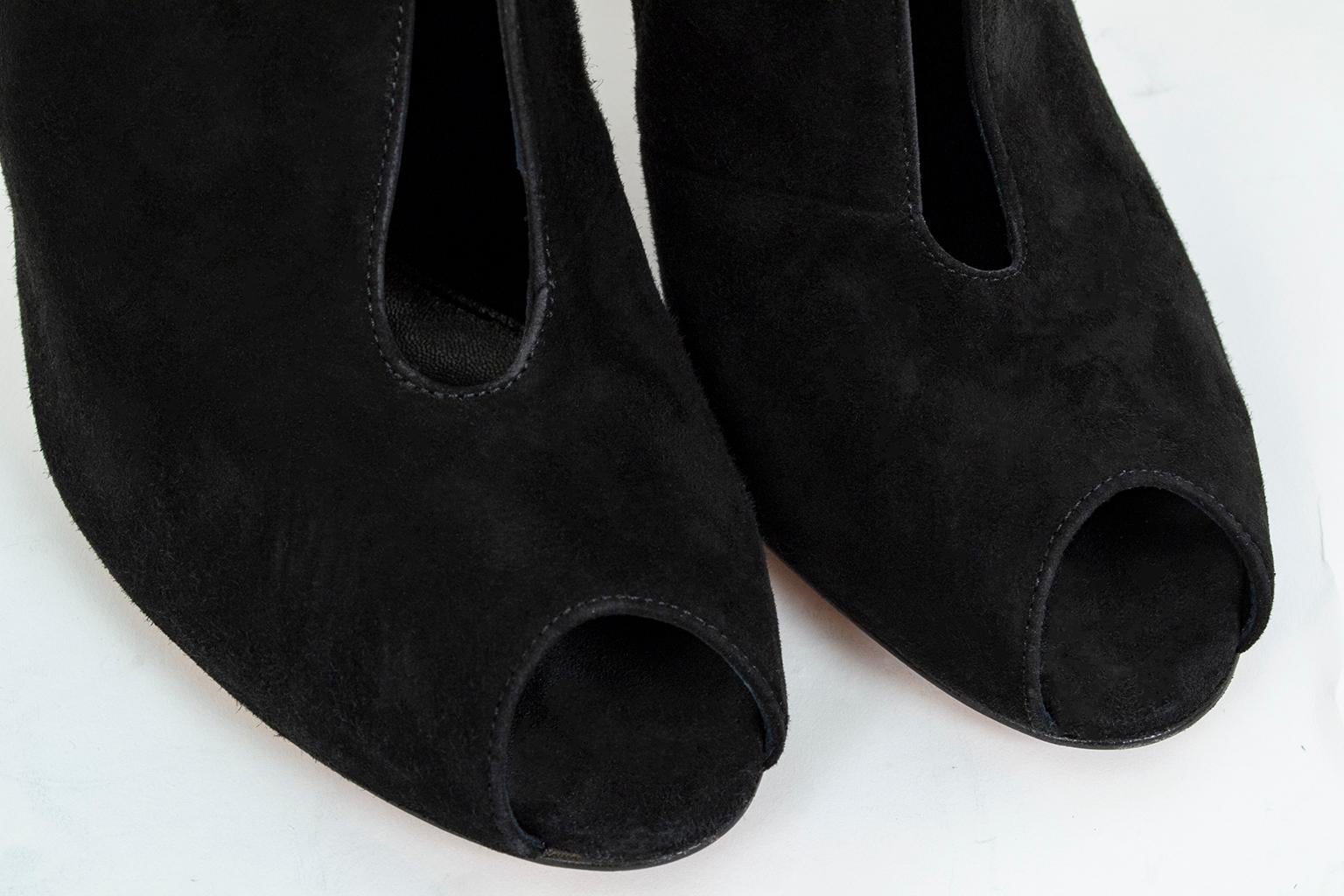 Gianvito Rossi Black Suede Collared Décolleté Peep Toe Bootie – It 39, 2012 For Sale 1