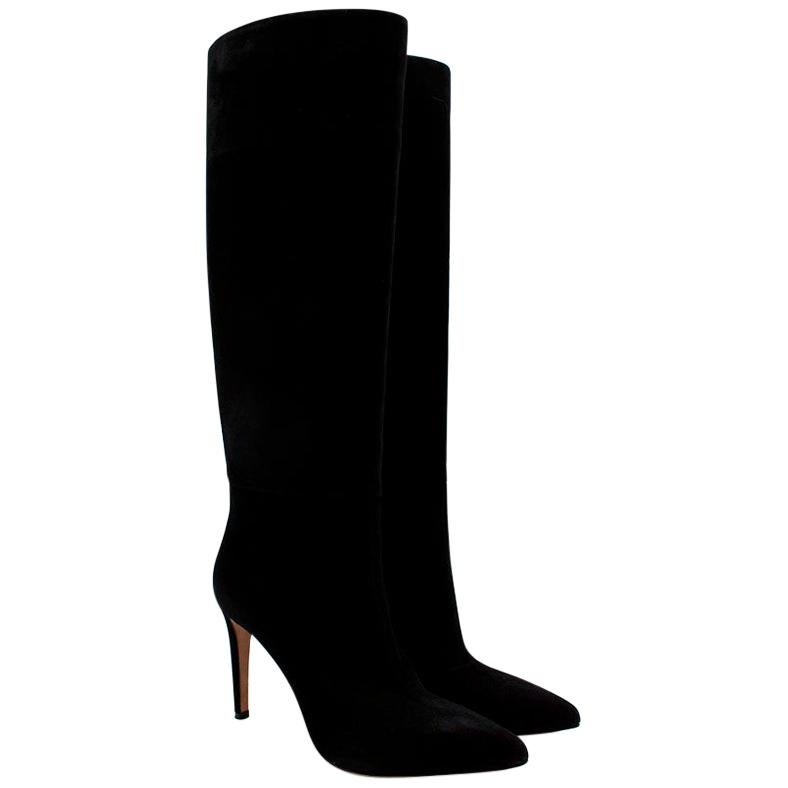Gianvito Rossi Black Suede Heeled Knee Boots - Size EU 39 For Sale