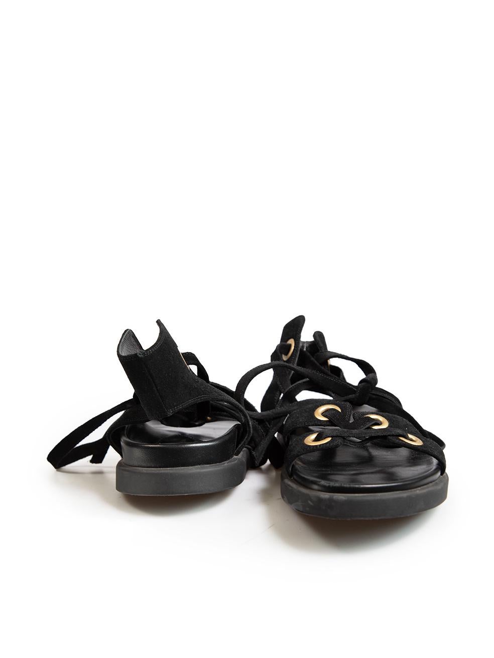 Gianvito Rossi Black Suede Ibiza Gladiator Sandals Size IT 39.5 In Good Condition For Sale In London, GB