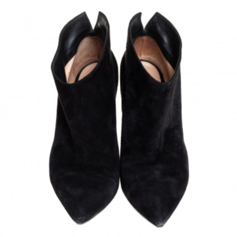 Gianvito Rossi Black Suede Kat Mid Booties Size 40.5 For Sale 1