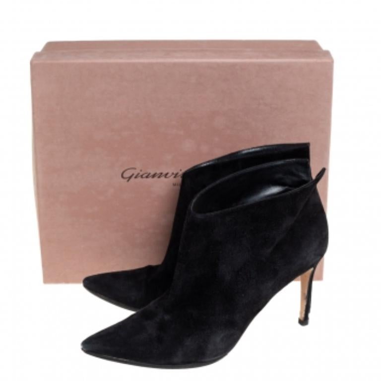 Gianvito Rossi Black Suede Kat Mid Booties Size 40.5 For Sale 4