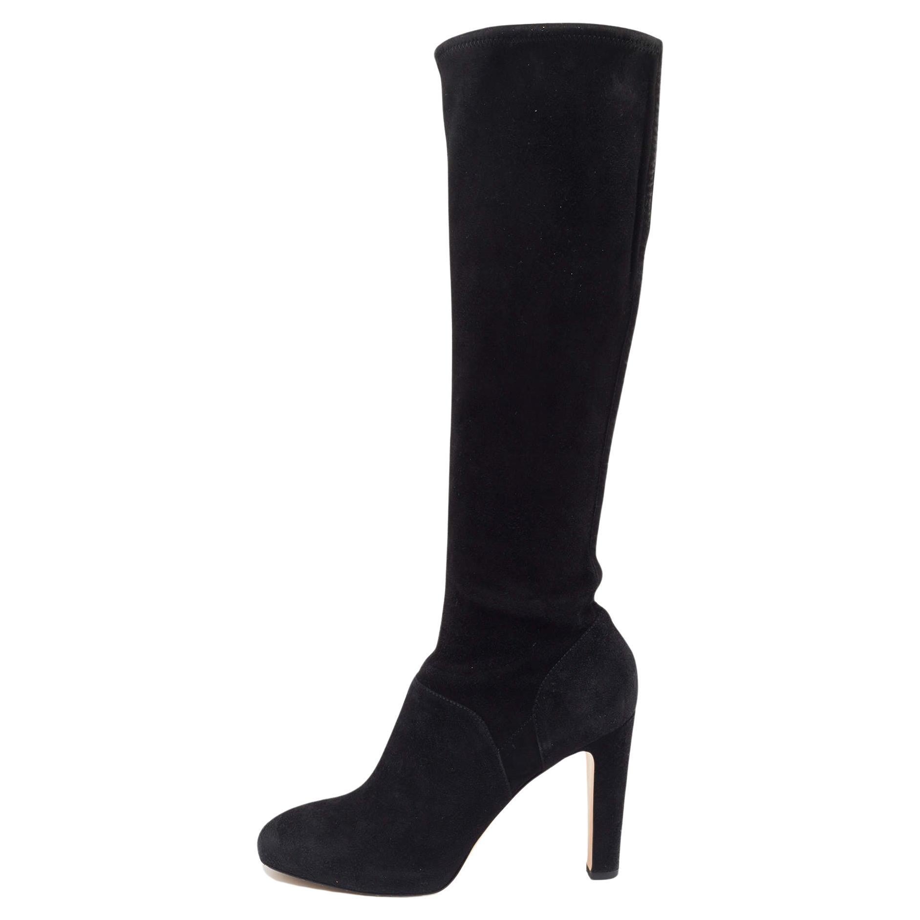 Gianvito Rossi Black Suede Knee Length Boots Size 37.5 For Sale